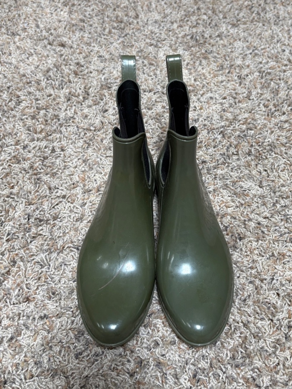 J. Crew Olive Green Chelsea Rain Booties